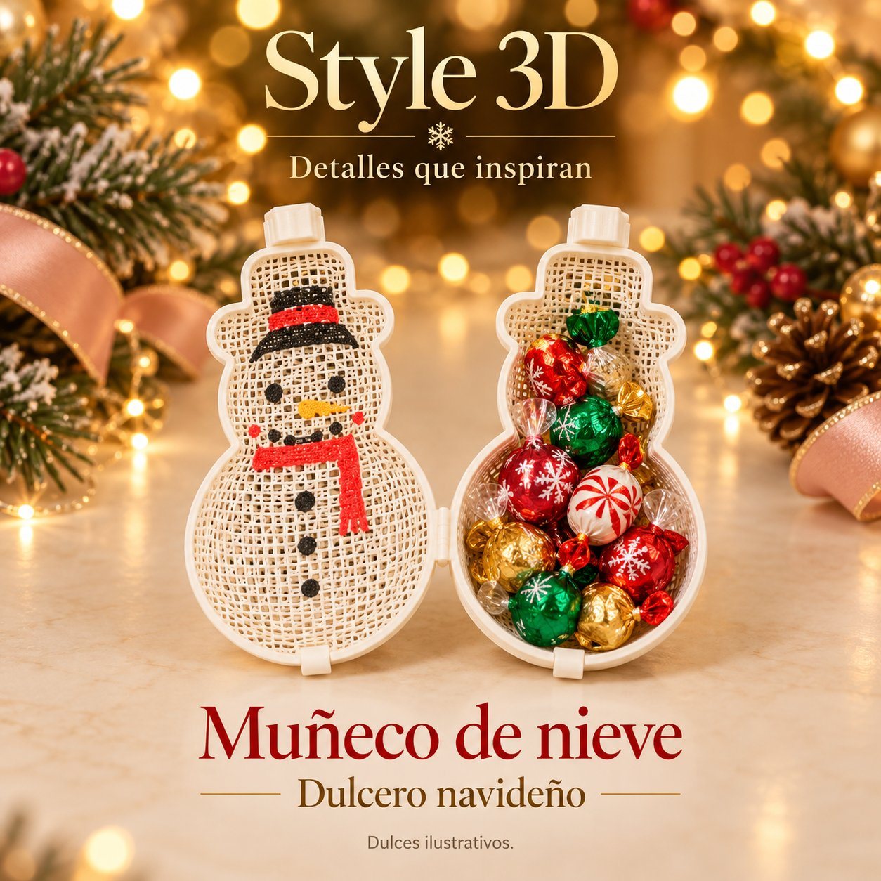 Muñeco de nieve termoformado (esfera/dulcero)